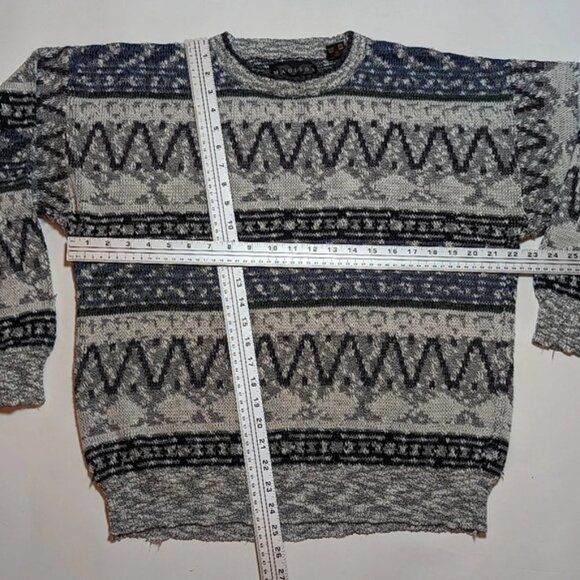 Vintage  Madison Crew Neck Knit Zigzag Pattern Sweater Mens Large Unisex - Picture 3 of 8